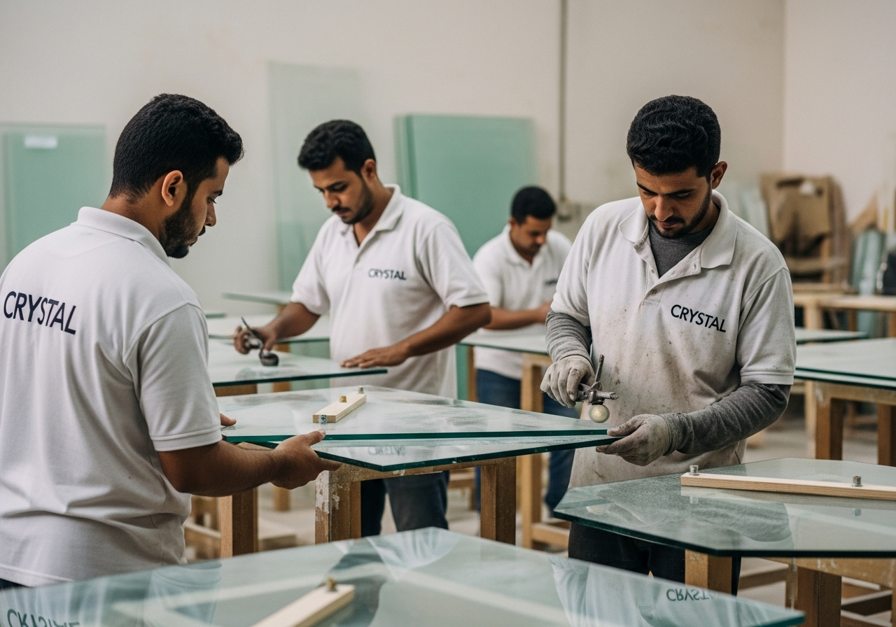 تفصيل وتصميم طاولات زجاجية